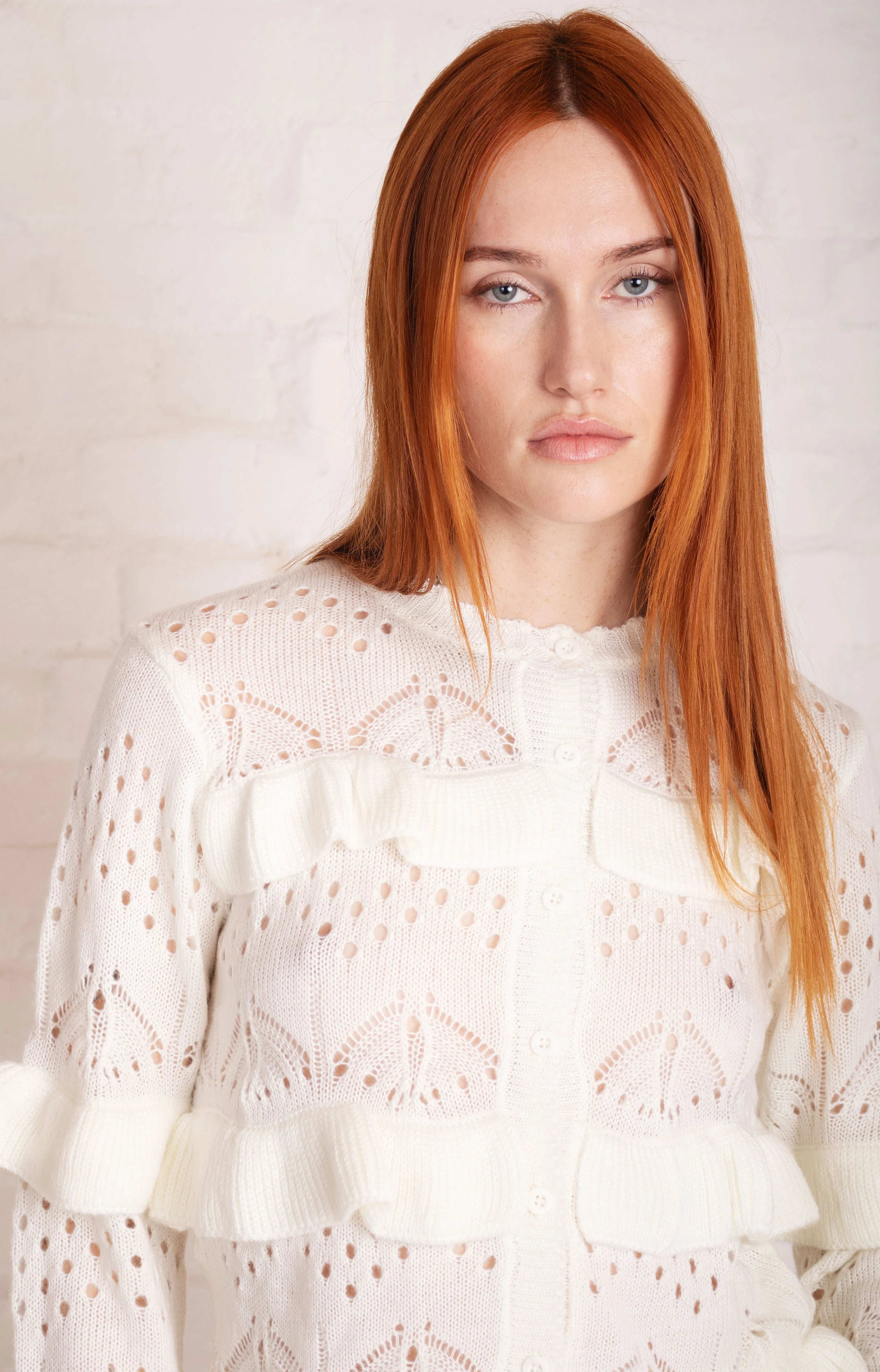 The Ragged Priest Delicate Pointelle Frill Cardigan Cardigan by The Ragged Priest as seen on celebrities