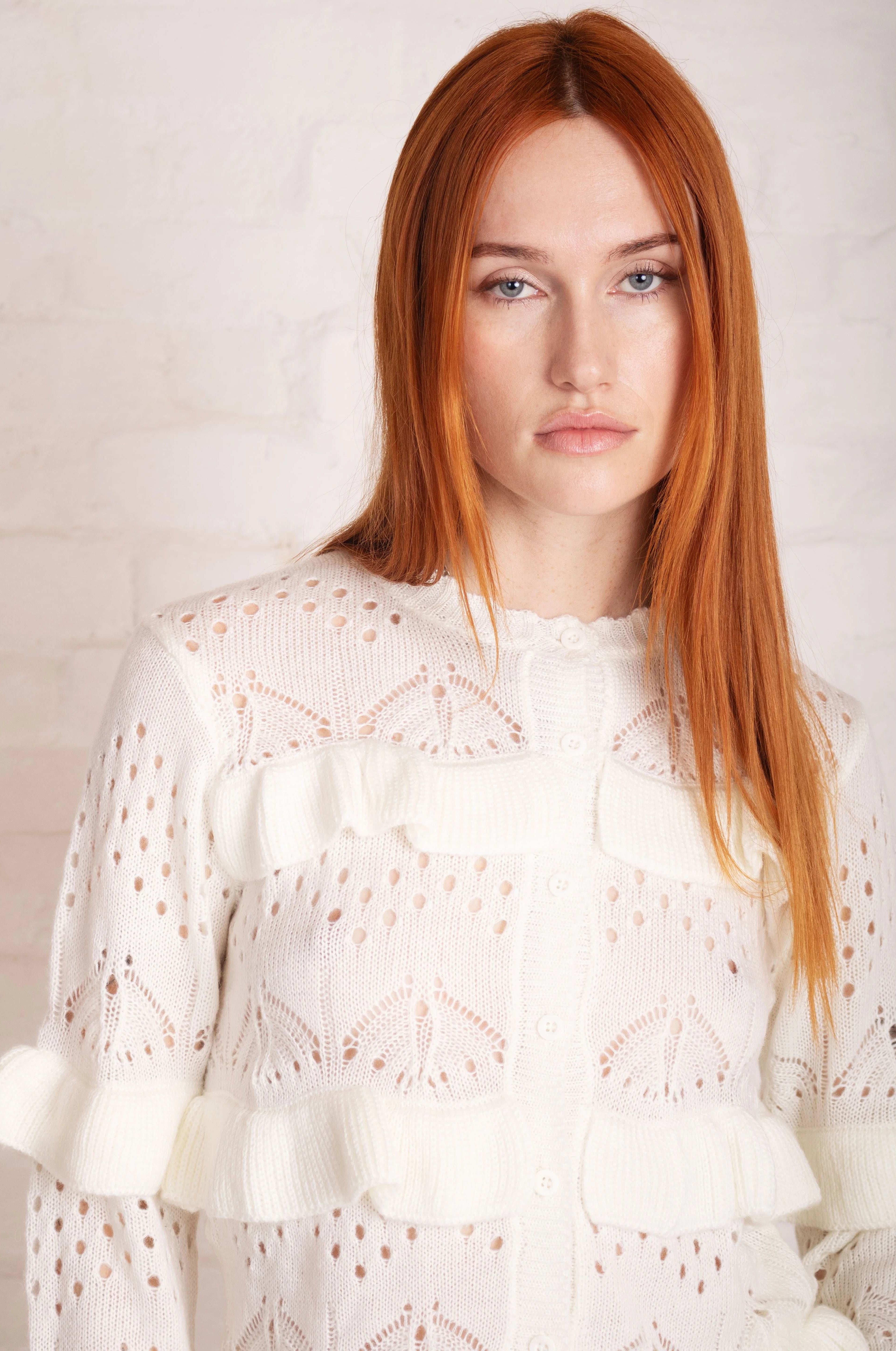 The Ragged Priest Delicate Pointelle Frill Cardigan Cardigan by The Ragged Priest as seen on celebrities