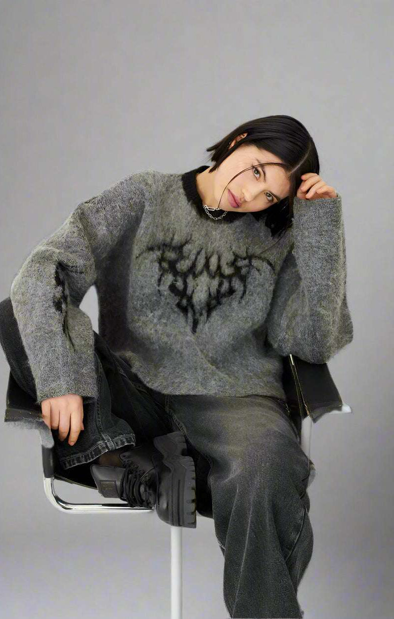 The Ragged Priest Idol Graphic Knit Jumper Sweater by The Ragged Priest as seen on celebrities