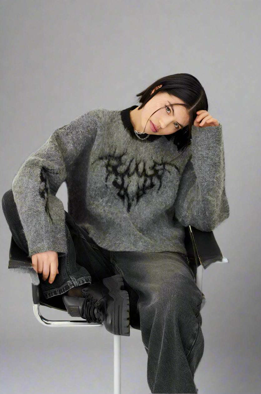 The Ragged Priest Idol Graphic Knit Jumper Sweater by The Ragged Priest as seen on celebrities