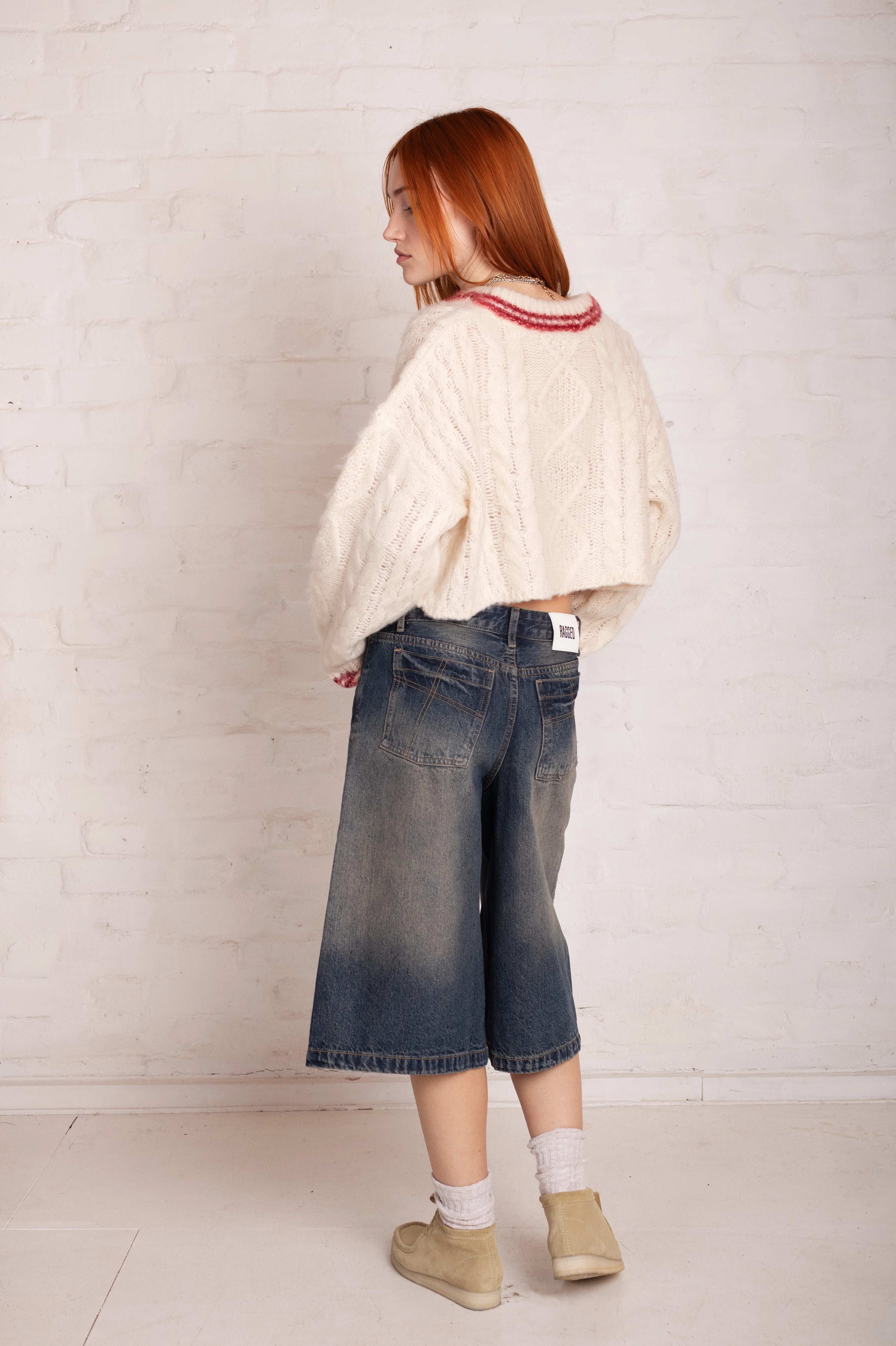 The Ragged Priest Load Varsity Crop Cable Knit Jumper Jumper by The Ragged Priest as seen on celebrities