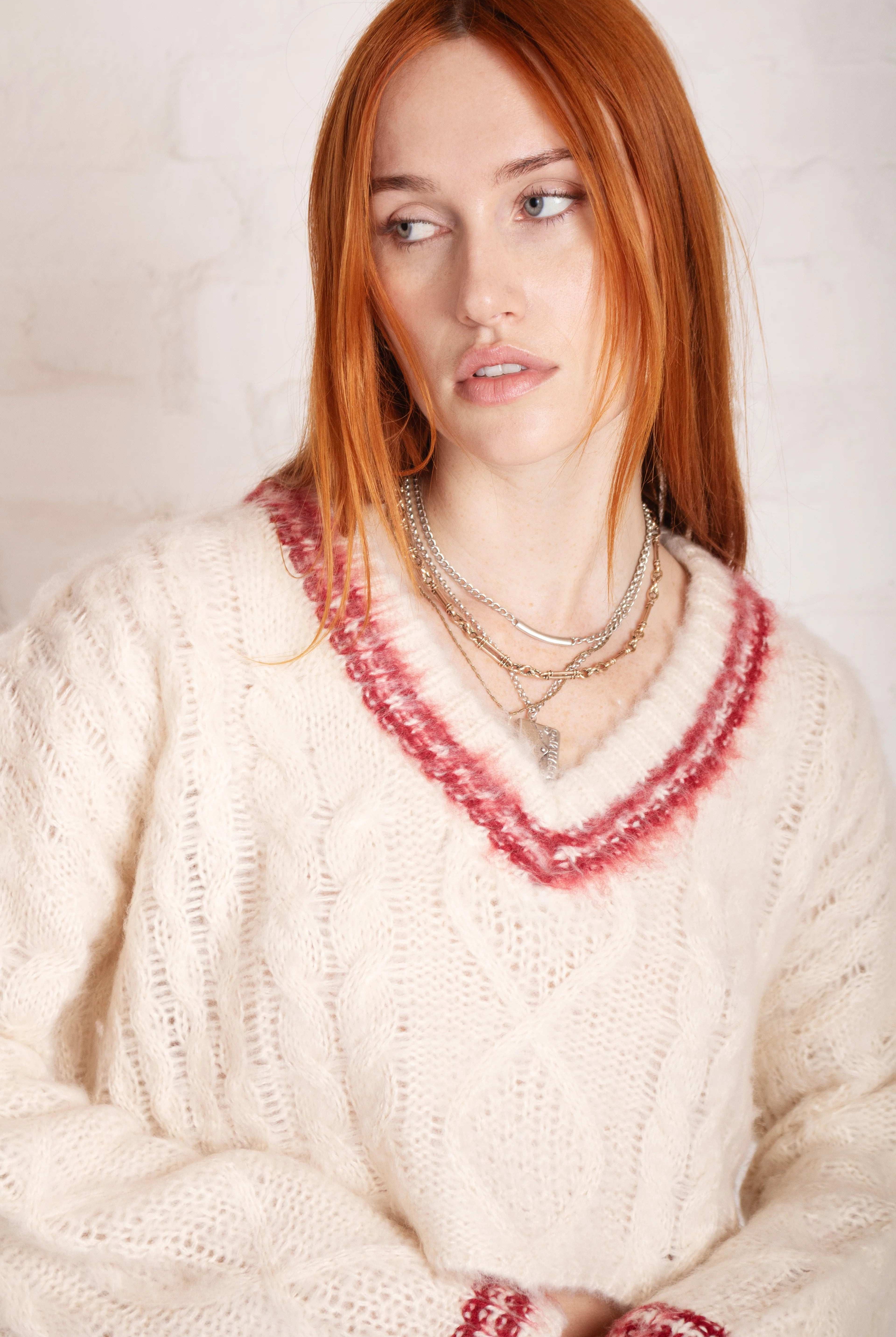 The Ragged Priest Load Varsity Crop Cable Knit Jumper Jumper by The Ragged Priest as seen on celebrities