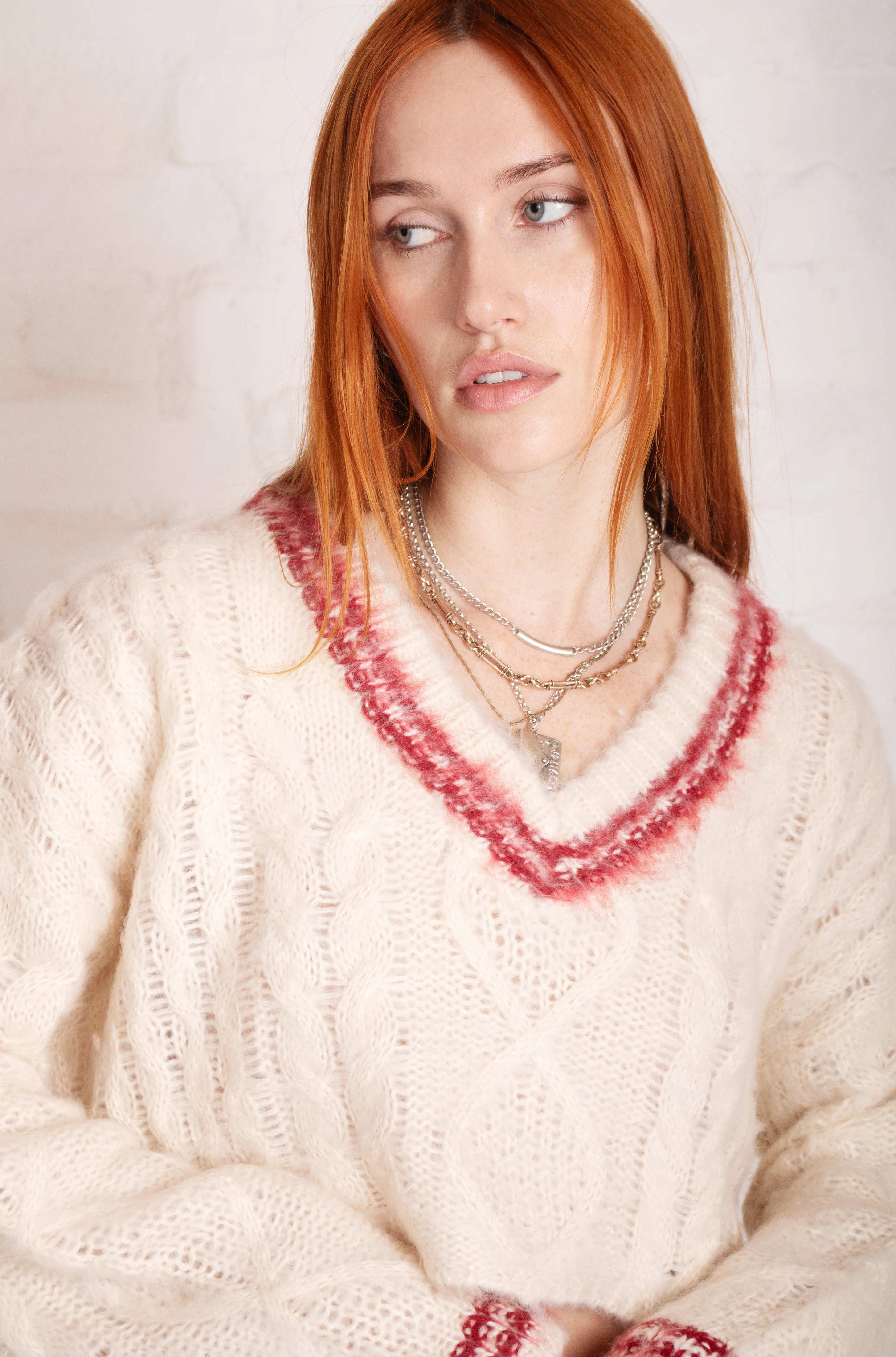 The Ragged Priest Load Varsity Crop Cable Knit Jumper Jumper by The Ragged Priest as seen on celebrities