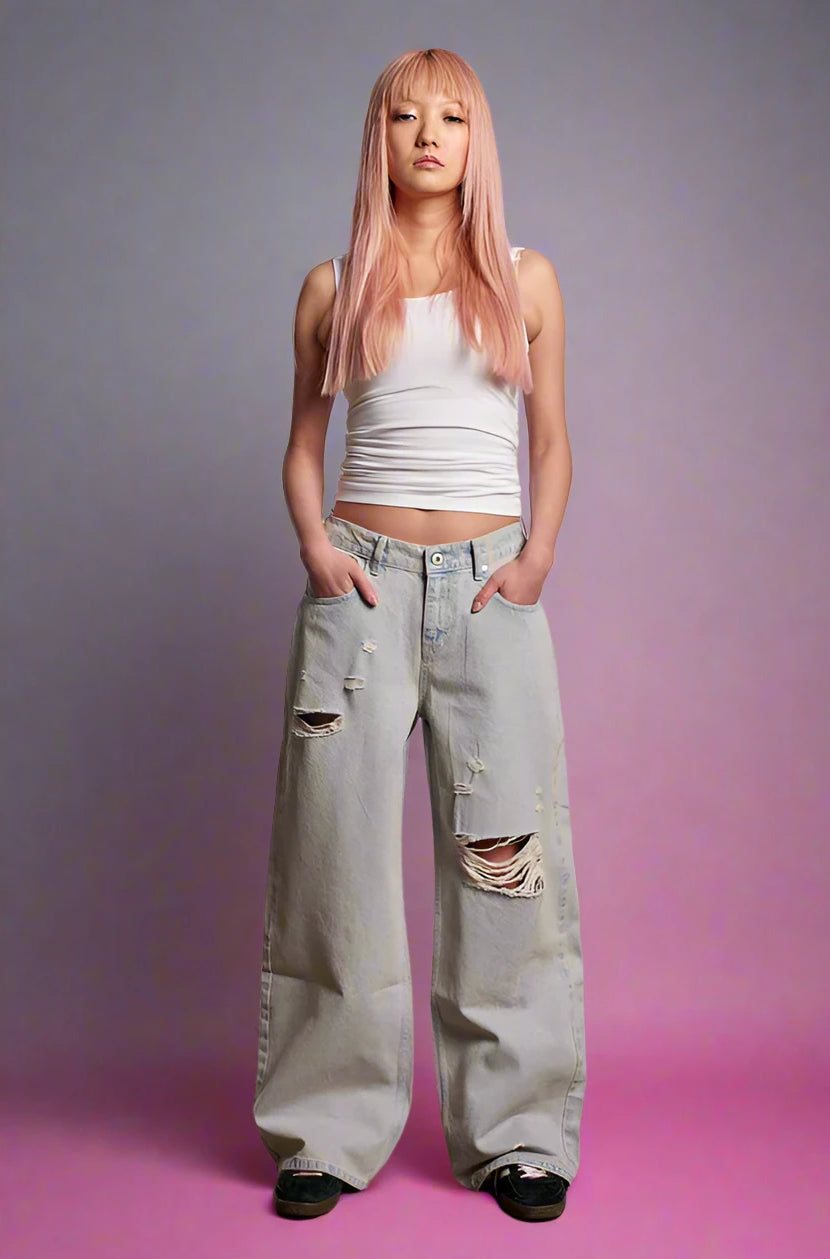 The Ragged Priest Pink Wash Distressed Release Jeans Boyfriend Jeans by The Ragged Priest as seen on celebrities
