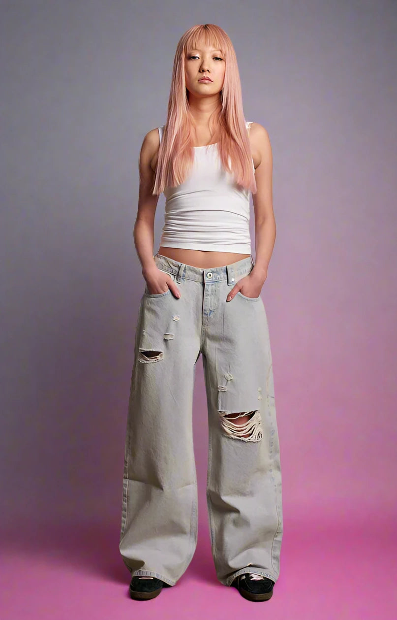 The Ragged Priest Pink Wash Distressed Release Jeans Boyfriend Jeans by The Ragged Priest as seen on celebrities