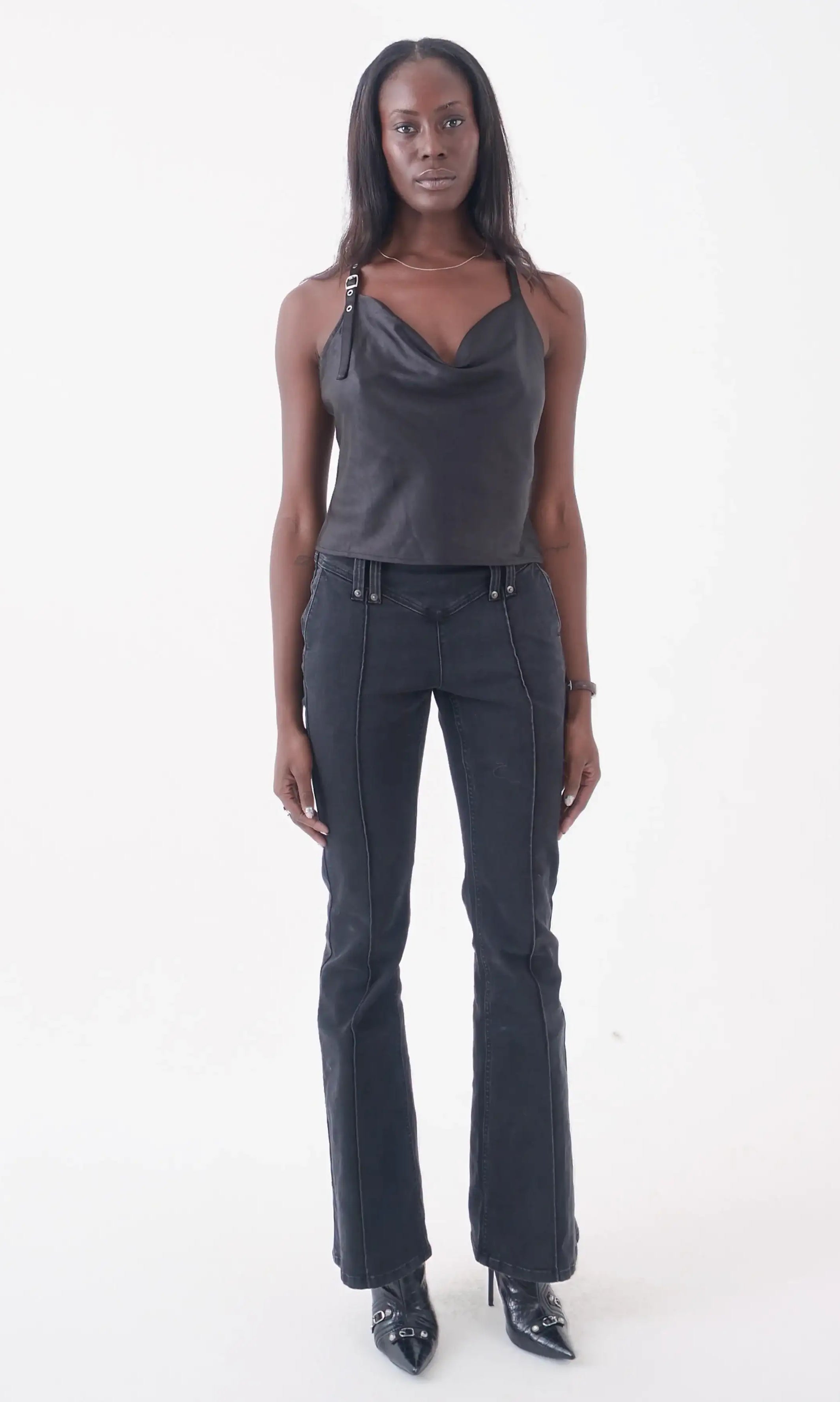 The Ragged Priest Raven Satin Chain Cami Top