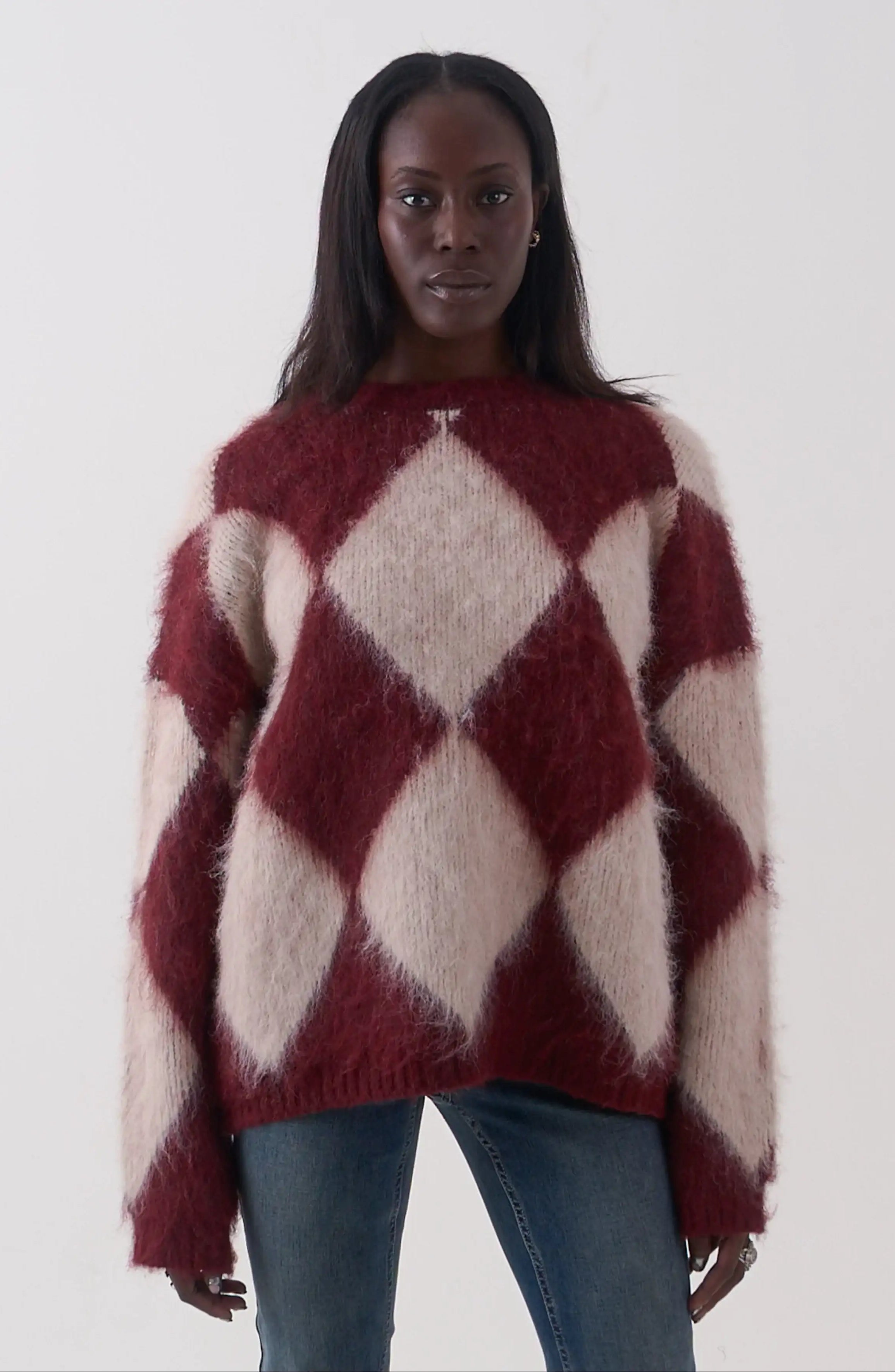 The Ragged Priest Rook Oversized Diamond Knit Jumper