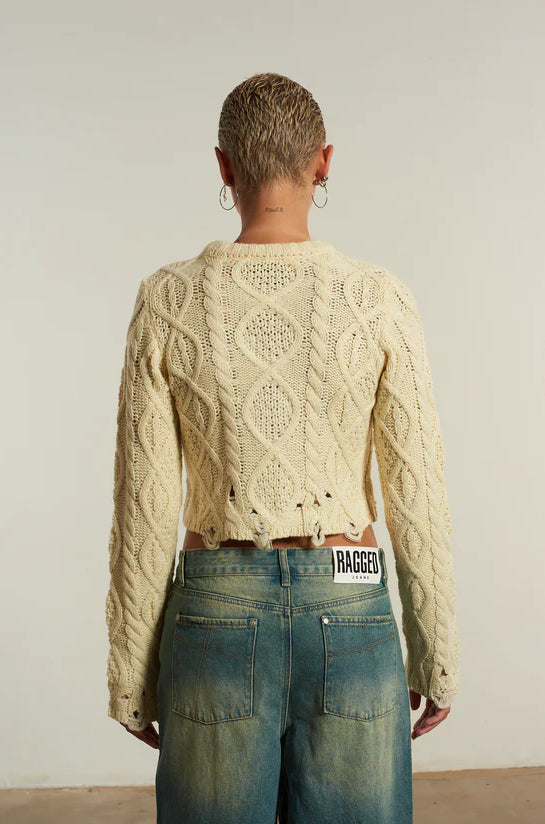 The Ragged Priest Saint Zip Cable Knit Jumper Knit Jumper by The Ragged Priest as seen on celebrities