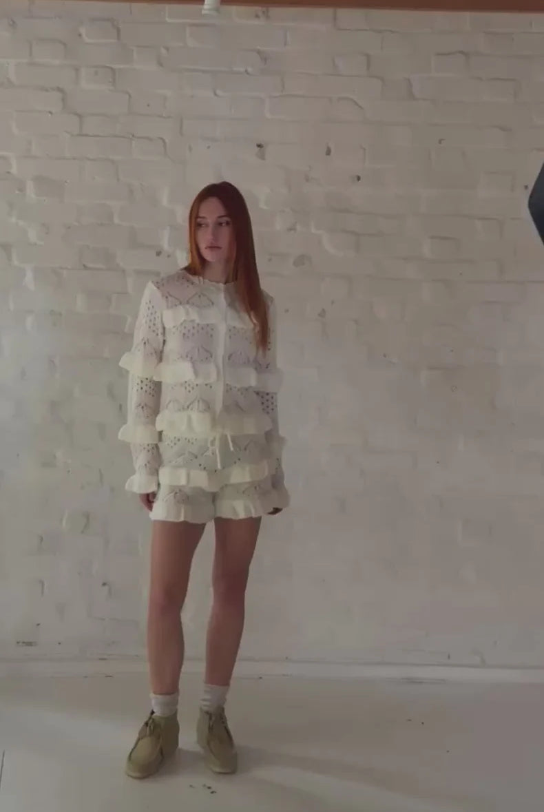 The Ragged Priest Gentle Pointelle Frill Shorts Shorts by The Ragged Priest as seen on celebrities