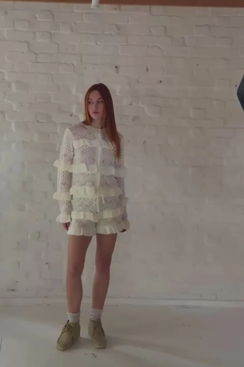 The Ragged Priest Gentle Pointelle Frill Shorts Shorts by The Ragged Priest as seen on celebrities