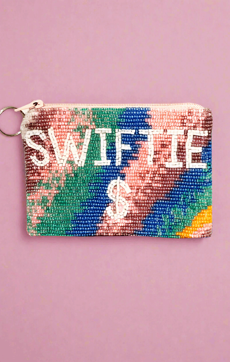 Tiana Designs Hand Beaded Rainbow SWIFTIE Coin Purse Purse by Tiana New York as seen on celebrities