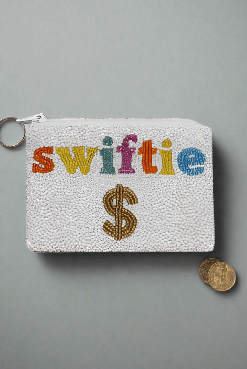 Tiana Designs Hand Beaded SWIFTIE Coin Purse Purse by Tiana New York as seen on celebrities