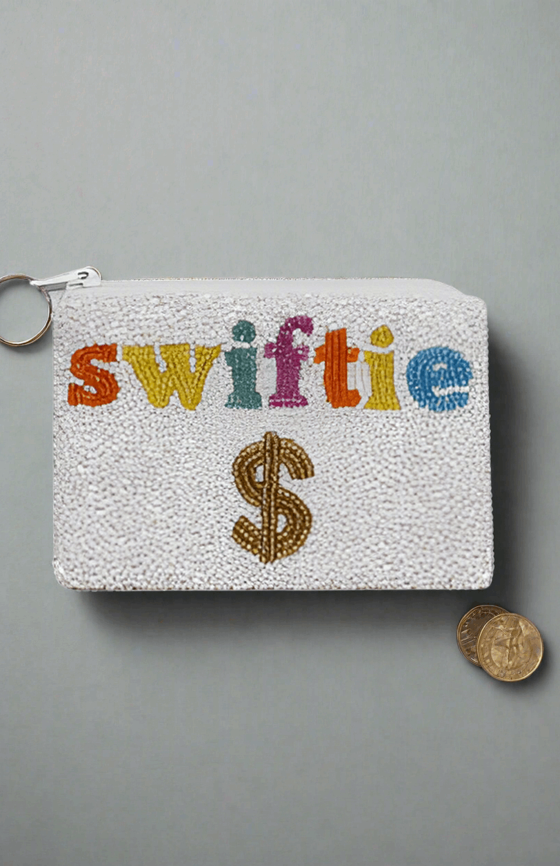Tiana Designs Hand Beaded SWIFTIE Coin Purse Purse by Tiana New York as seen on celebrities