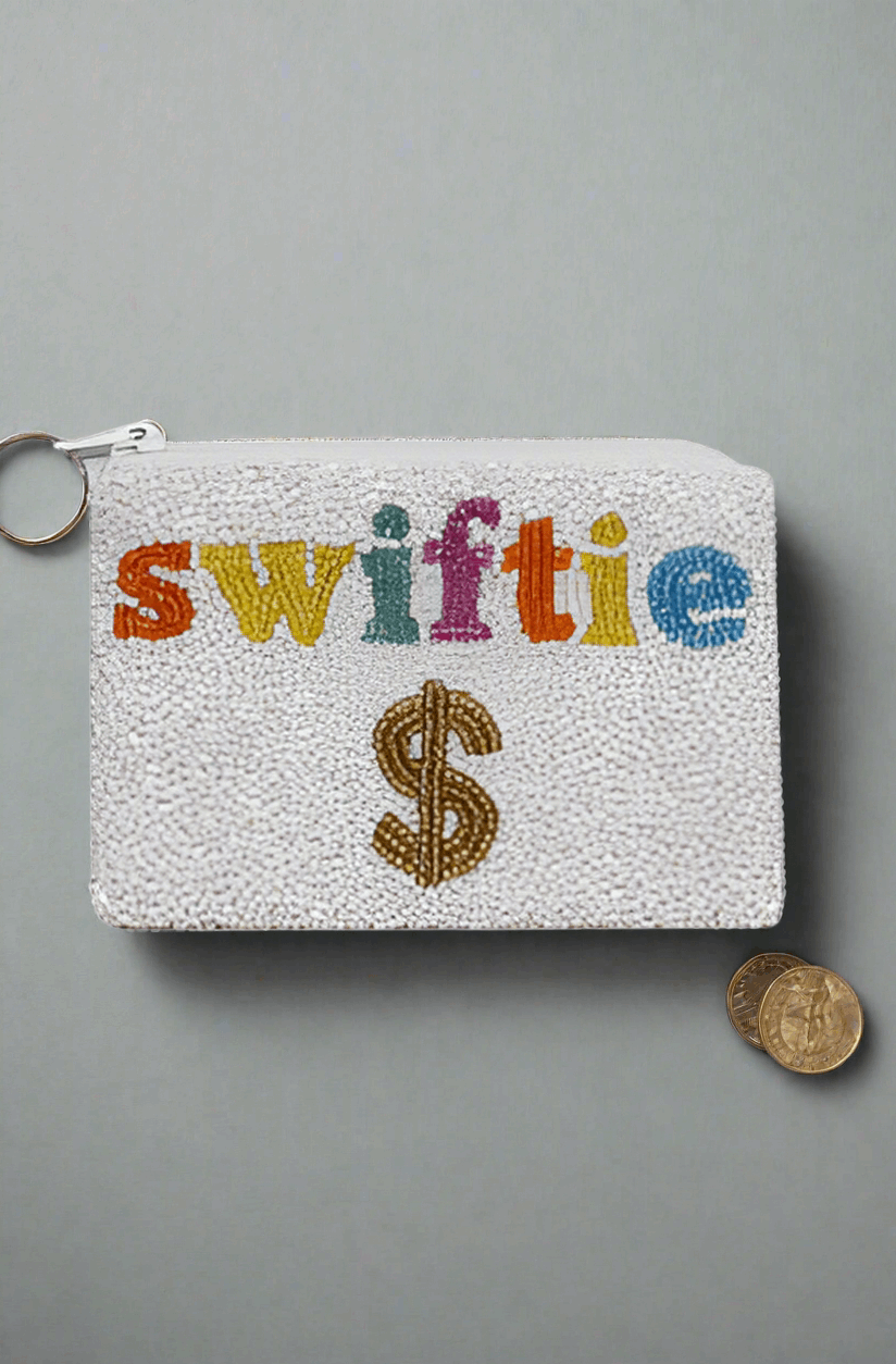Tiana Designs Hand Beaded SWIFTIE Coin Purse Purse by Tiana New York as seen on celebrities