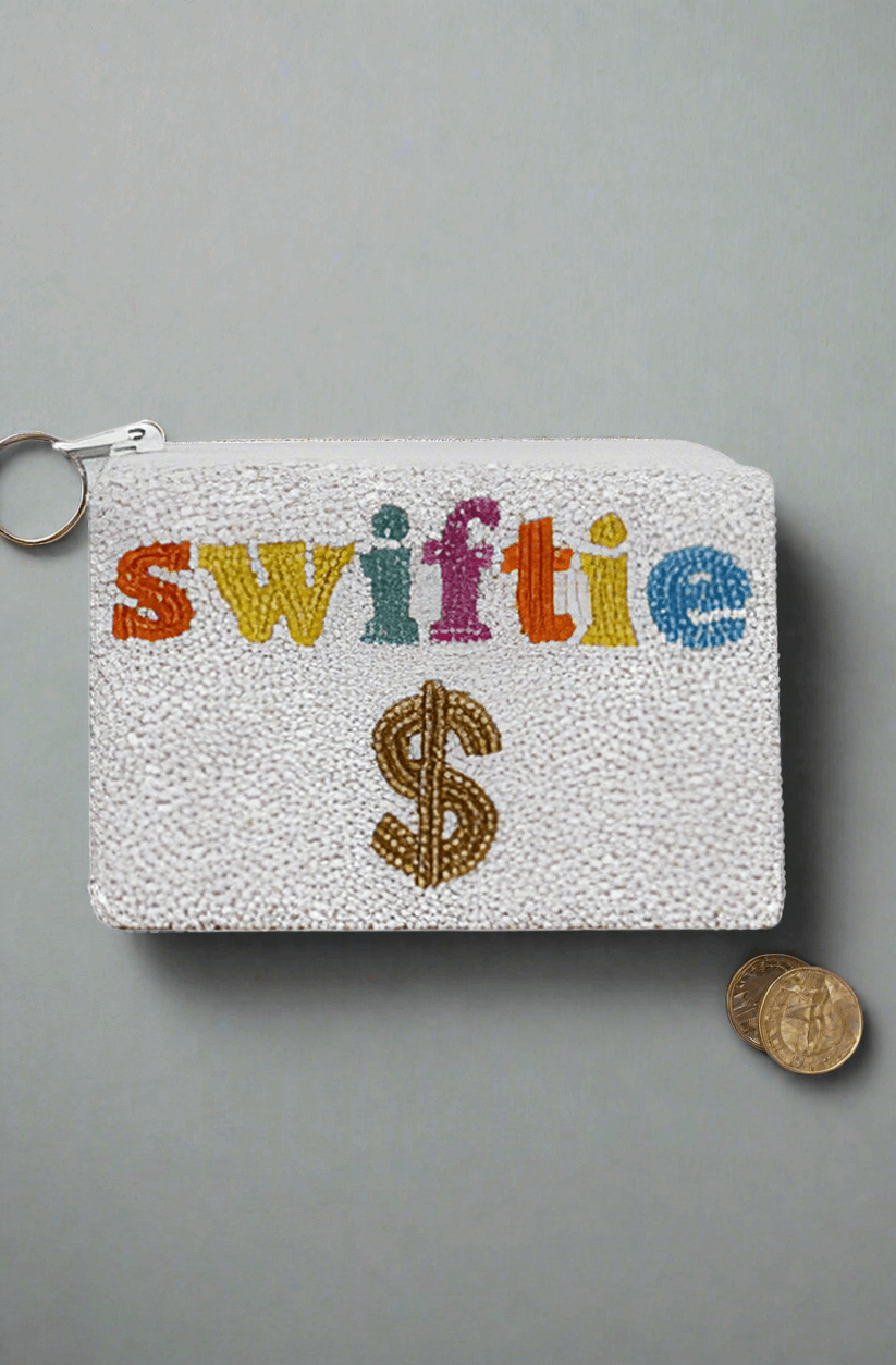 Tiana Designs Hand Beaded SWIFTIE Coin Purse Purse by Tiana New York as seen on celebrities