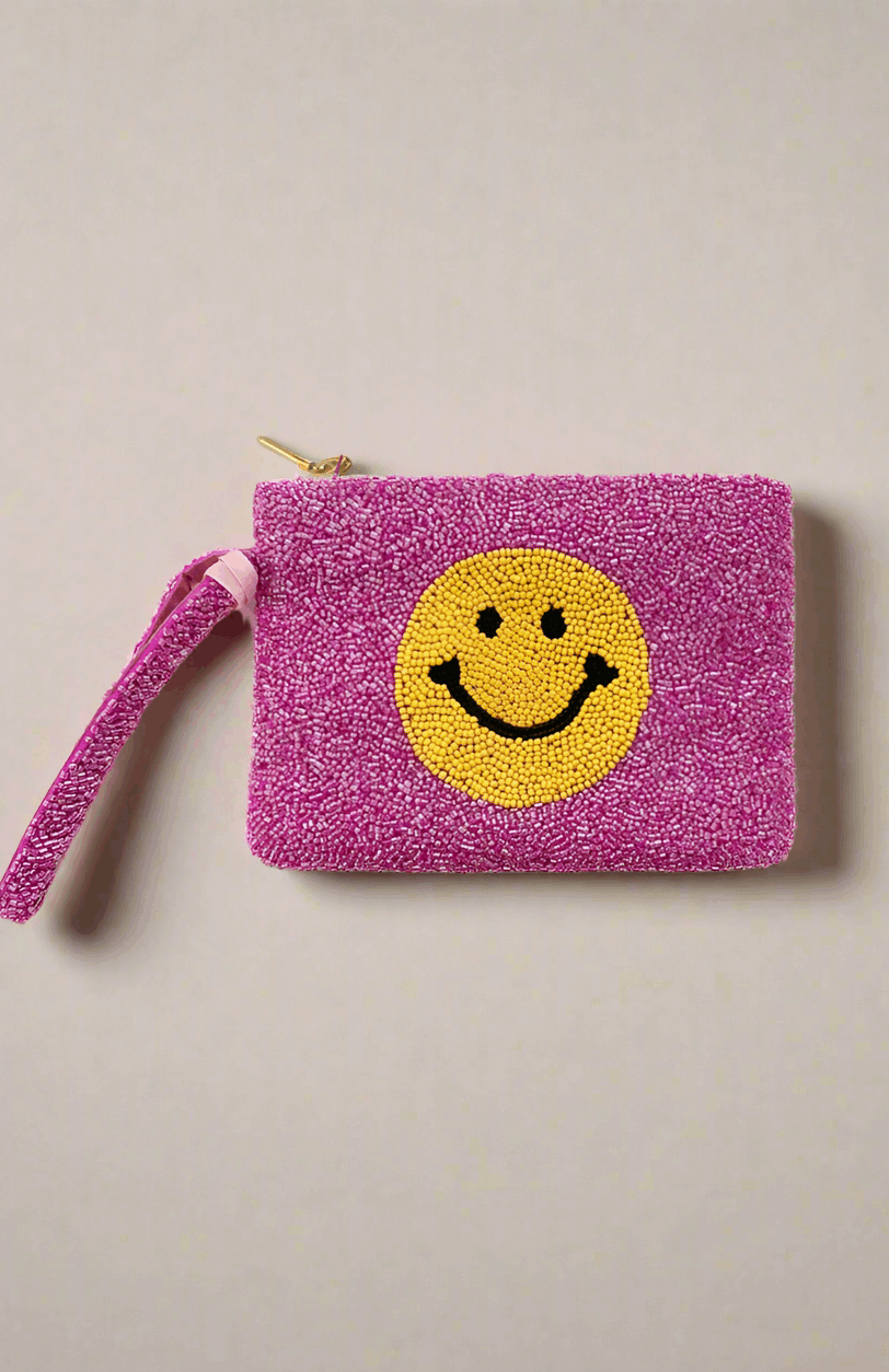 Tiana Designs Hand Beaded Smiley Coin Purse Wristlet Handbag by Tiana New York as seen on celebrities