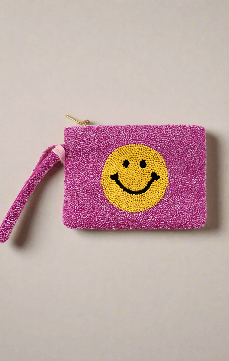 Tiana Designs Hand Beaded Smiley Coin Purse Wristlet Handbag by Tiana New York as seen on celebrities