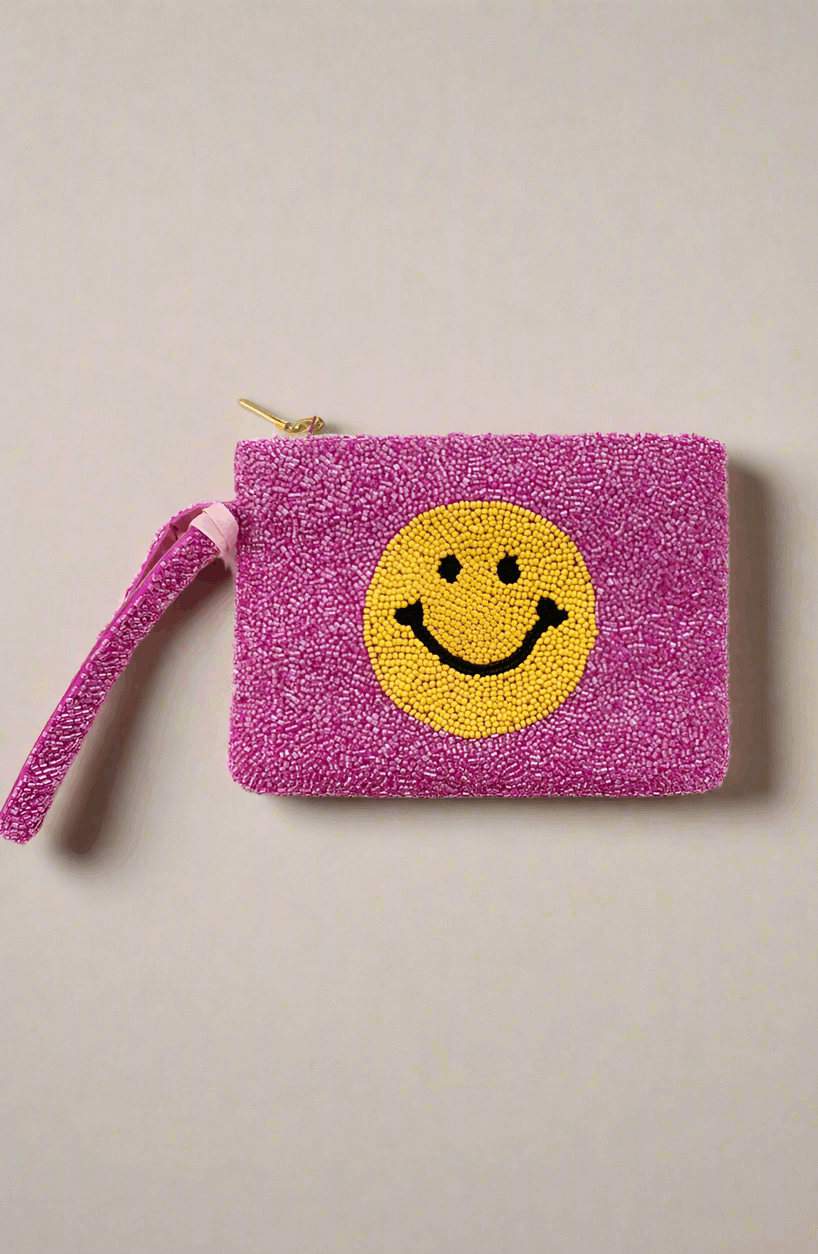 Tiana Designs Hand Beaded Smiley Coin Purse Wristlet Handbag by Tiana New York as seen on celebrities