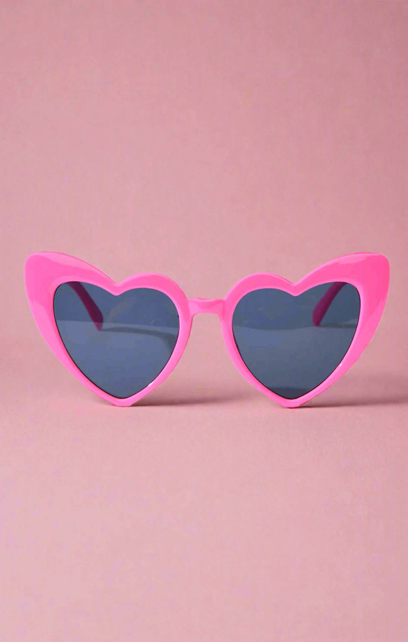 Unique Vintage x Barbie Hot Pink Heart Frame Sunglasses Sunglasses by Unique Vintage as seen on celebrities