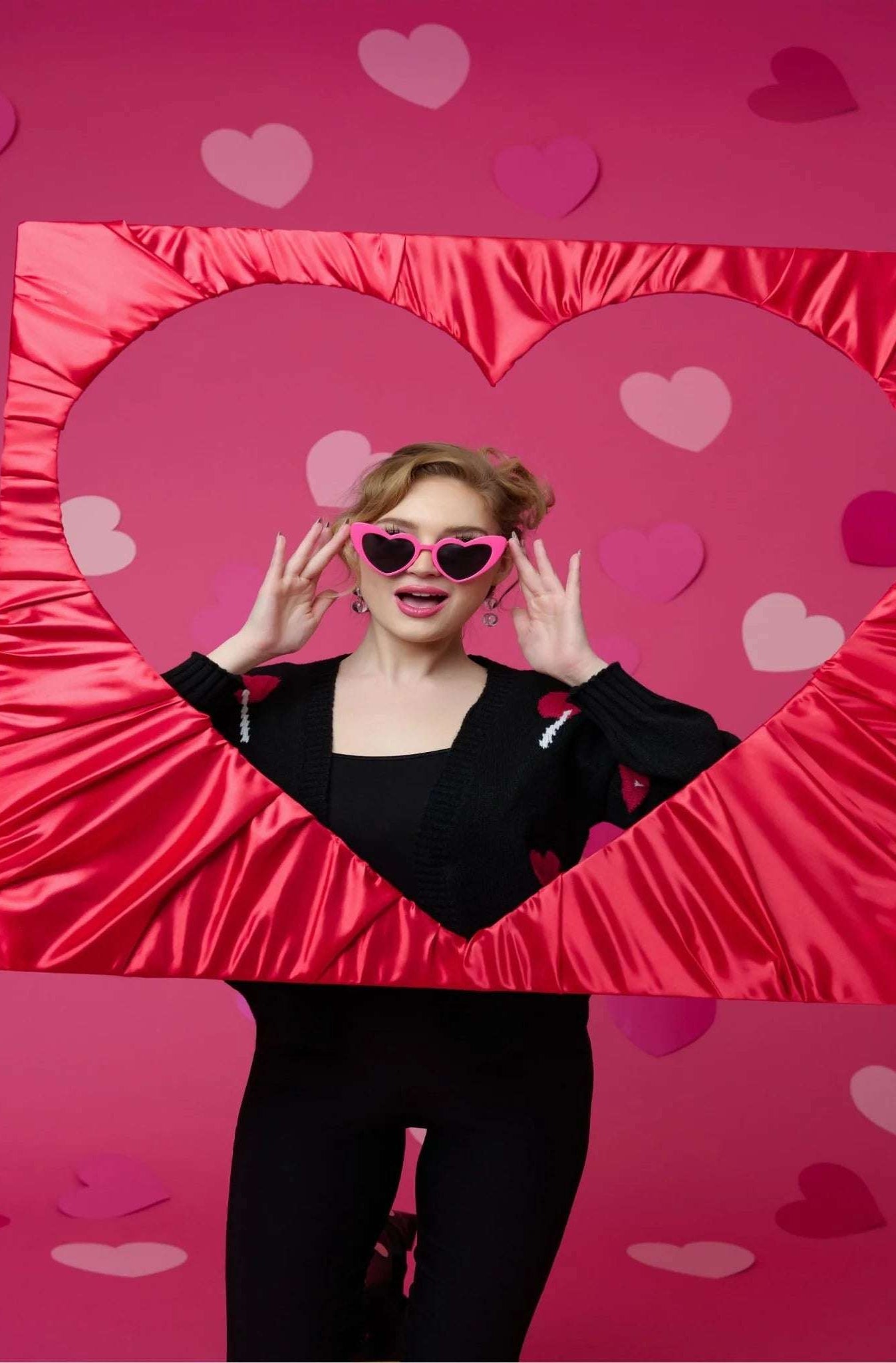 Unique Vintage x Barbie Hot Pink Heart Frame Sunglasses Sunglasses by Unique Vintage as seen on celebrities