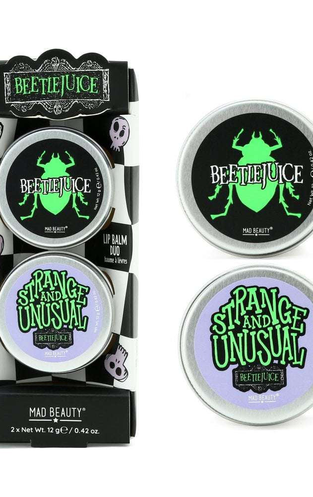 Warner Brothers Beetlejuice Lip Balm Duo Lip Balm by Mad Beauty as seen on celebrities