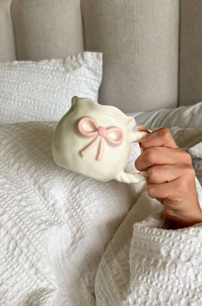Coconut Lane Pink Bow Mug Mug by Coconut Lane as seen on celebrities