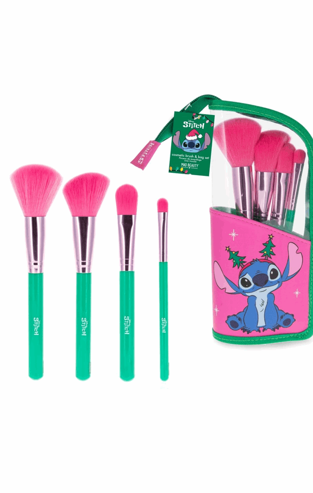 Disney Stitchmas Cosmetic Brush & Bag Set