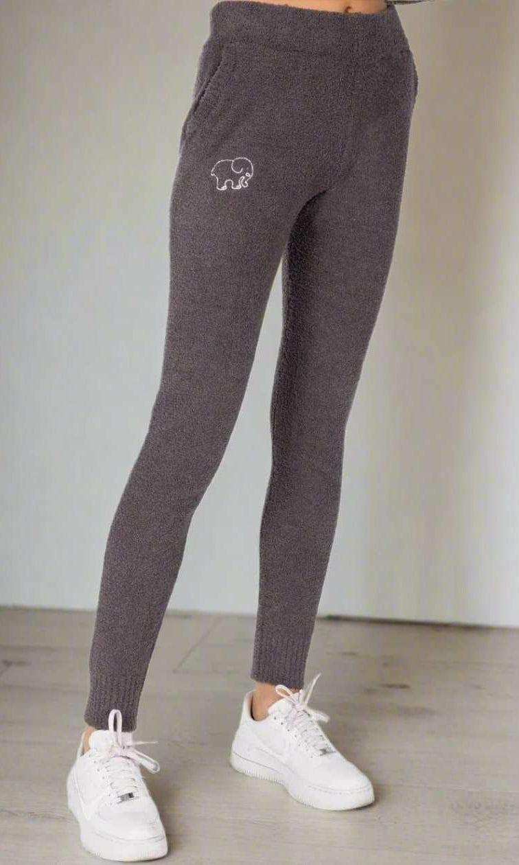 Shop Ivory Ella Ivory Ella Smiley Dark Heather Grey Knit Joggers Trousers for women – premium loungewear and festival fashion at Spoiled Brat