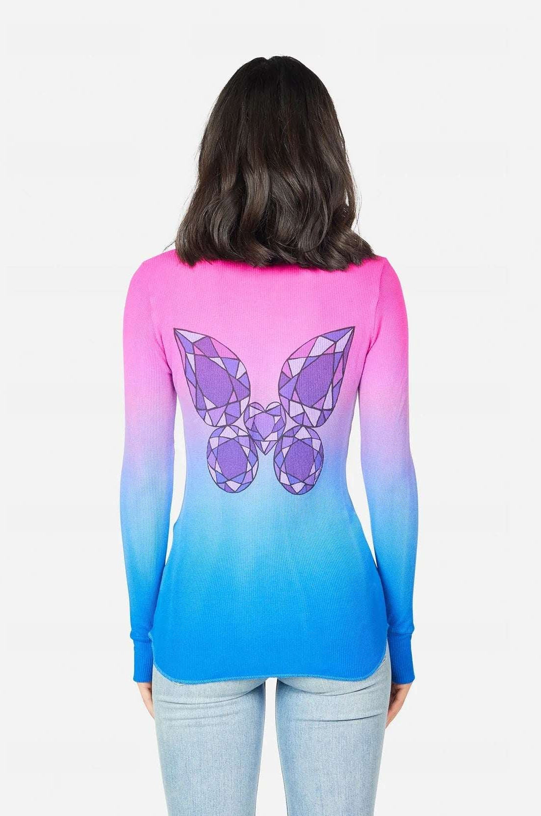 Shop Lauren Moshi Lauren Moshi McKinley Diamond Butterfly Thermal Top Long Sleeved Top for women – premium loungewear and festival fashion at Spoiled Brat