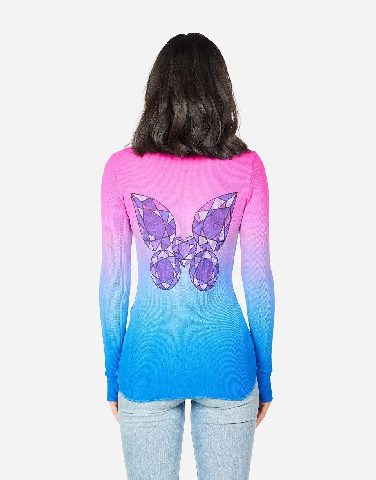 Shop Lauren Moshi Lauren Moshi McKinley Diamond Butterfly Thermal Top Long Sleeved Top for women – premium loungewear and festival fashion at Spoiled Brat