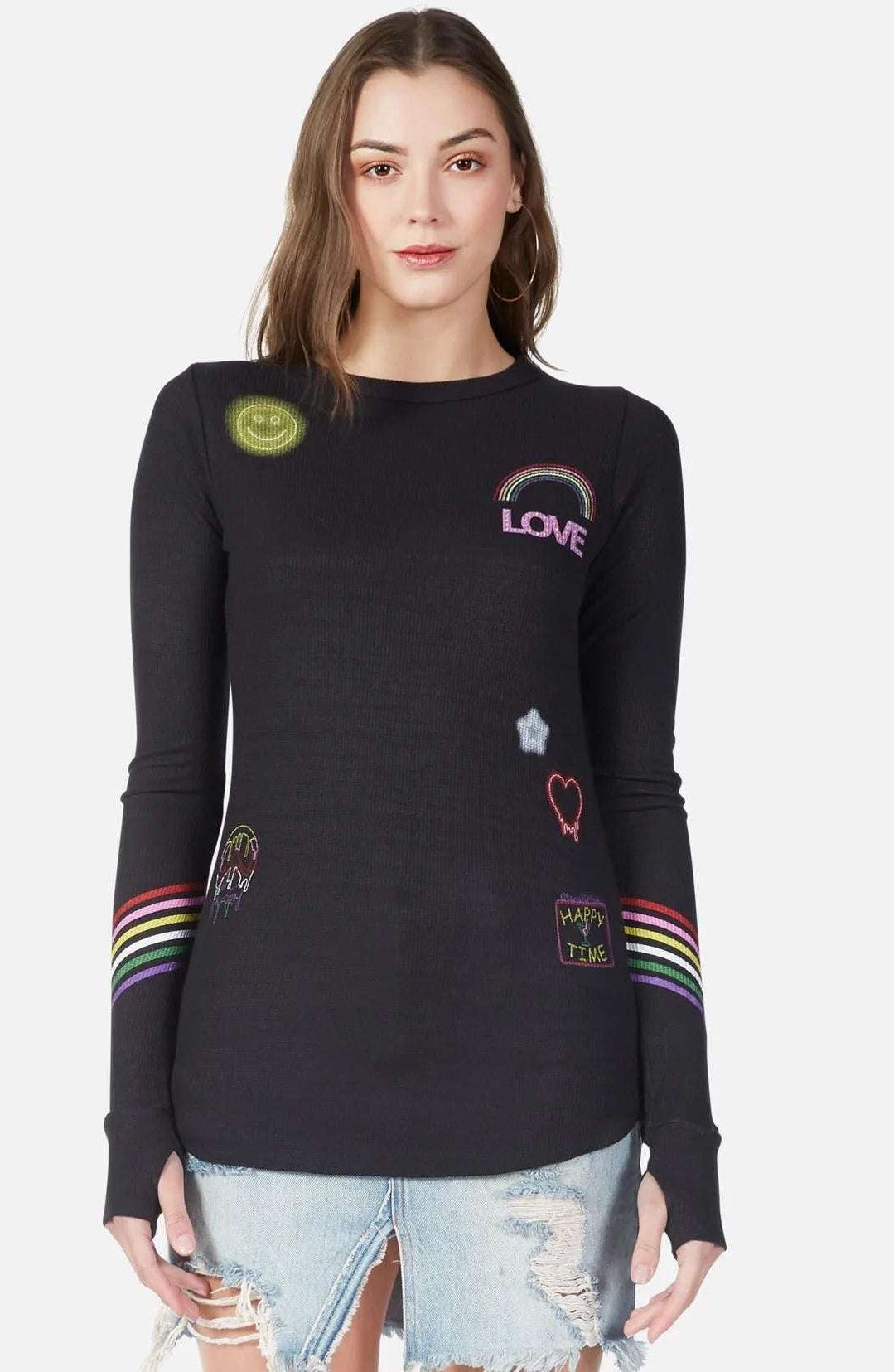 Shop Lauren Moshi Lauren Moshi Mckinley Neon Signs Thermal Top Long Sleeved Top for women – premium loungewear and festival fashion at Spoiled Brat