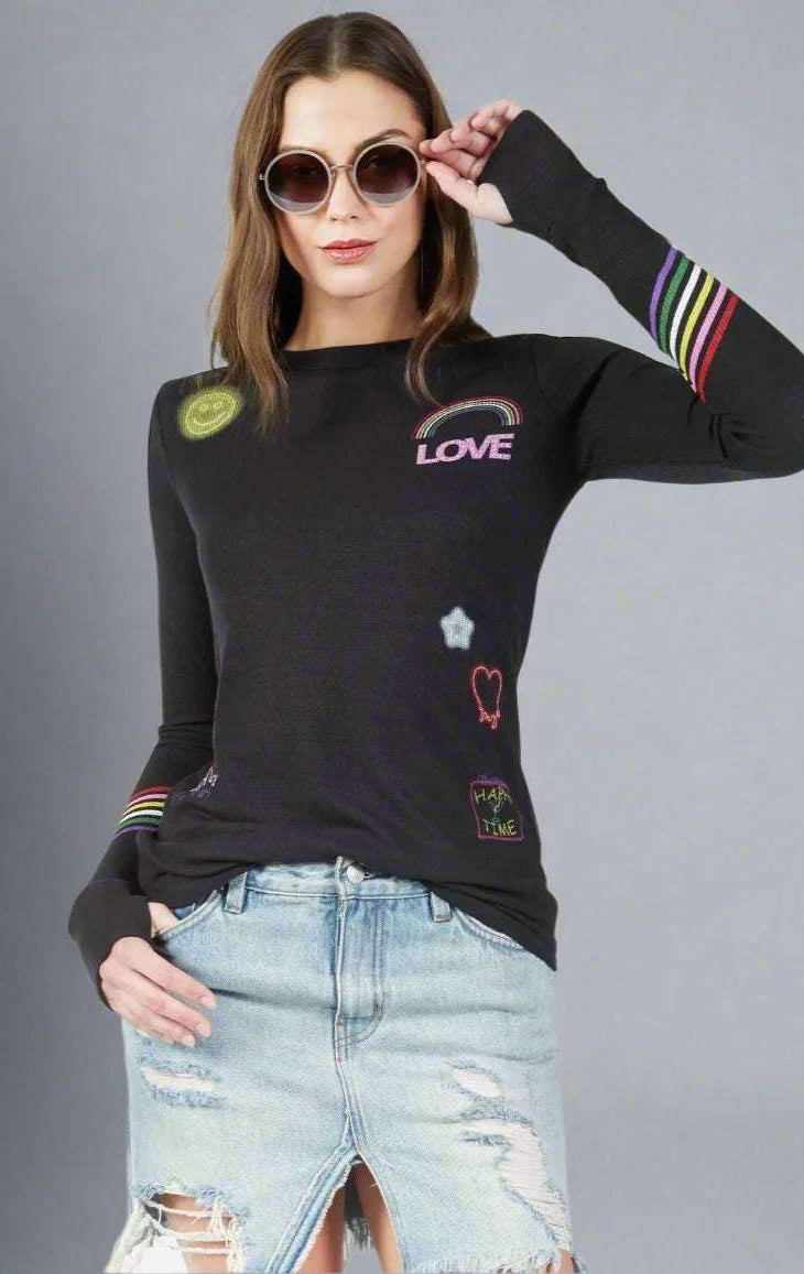 Shop Lauren Moshi Lauren Moshi Mckinley Neon Signs Thermal Top Long Sleeved Top for women – premium loungewear and festival fashion at Spoiled Brat