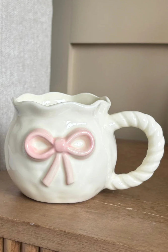 Coconut Lane Pink Bow Mug Mug by Coconut Lane as seen on celebrities