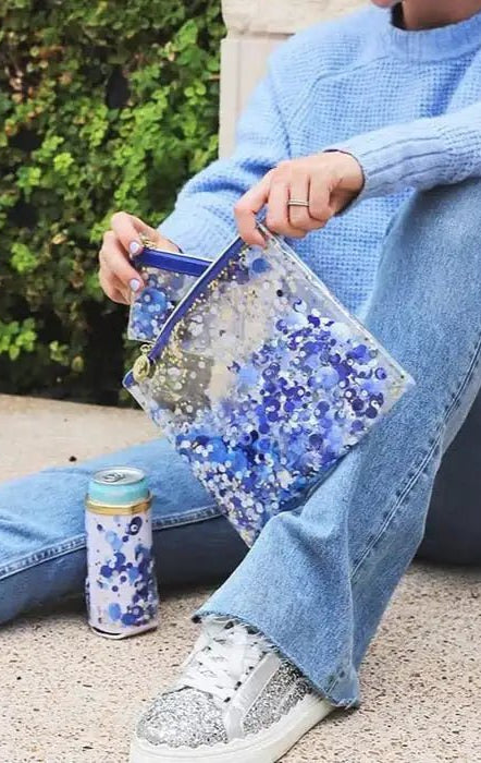 Shop Packed Party Packed Party Spirit Squad True Blue Confetti Everything Pouch Clutch Bag for women – premium loungewear and festival fashion at Spoiled Brat