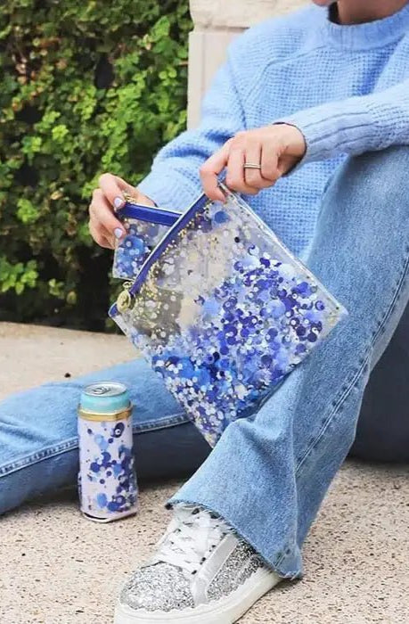 Shop Packed Party Packed Party Spirit Squad True Blue Confetti Everything Pouch Clutch Bag for women – premium loungewear and festival fashion at Spoiled Brat
