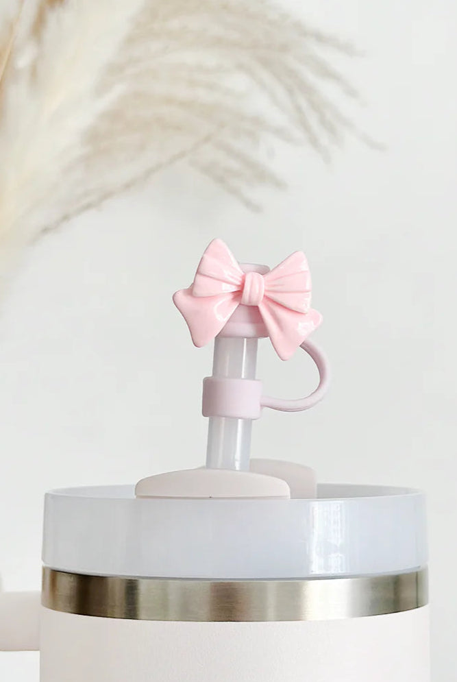Coconut Lane Pink Bow Straw Cover Water Bottle by Coconut Lane as seen on celebrities