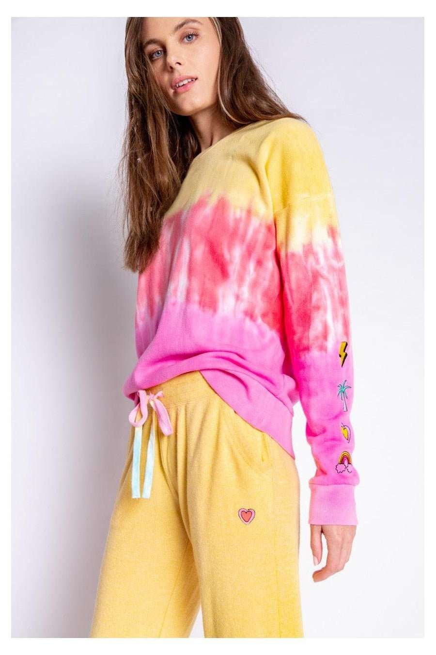 Shop PJ Salvage PJ Salvage One Love Ombre Tie Dye Crew Neck Long Sleeve Sweater Sweater for women – premium loungewear and festival fashion at Spoiled Brat