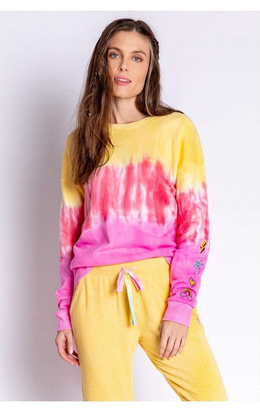 Shop PJ Salvage PJ Salvage One Love Ombre Tie Dye Crew Neck Long Sleeve Sweater Sweater for women – premium loungewear and festival fashion at Spoiled Brat
