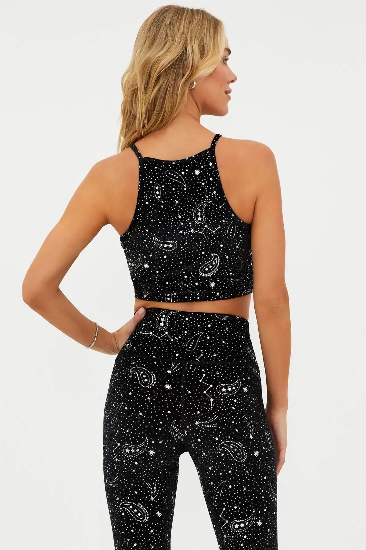 Shop Beach Riot Beach Riot Anna Shooting Stars Gym Bra Top as seen on Malin Andersson Crop Top for women – premium loungewear and festival fashion at Spoiled Brat