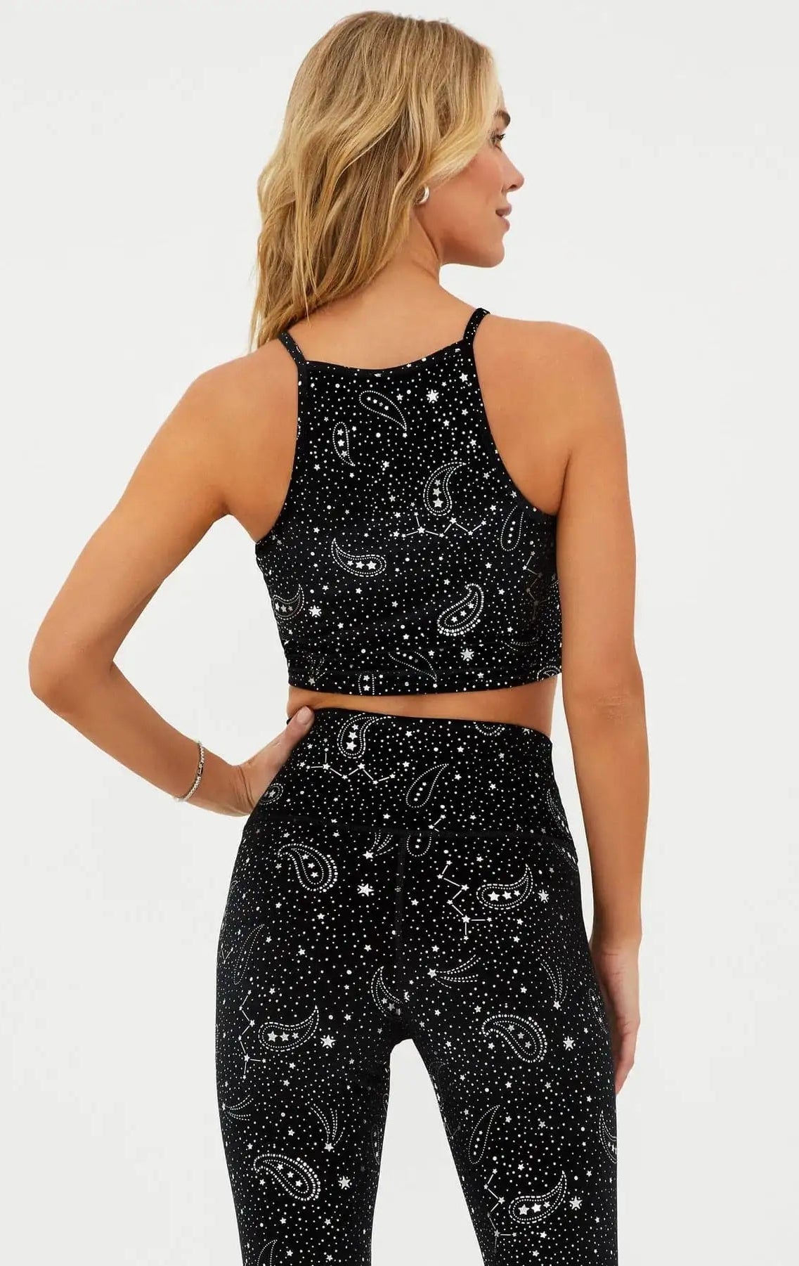 Shop Beach Riot Beach Riot Anna Shooting Stars Gym Bra Top as seen on Malin Andersson Crop Top for women – premium loungewear and festival fashion at Spoiled Brat