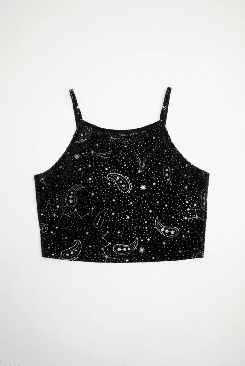 Shop Beach Riot Beach Riot Anna Shooting Stars Gym Bra Top as seen on Malin Andersson Crop Top for women – premium loungewear and festival fashion at Spoiled Brat