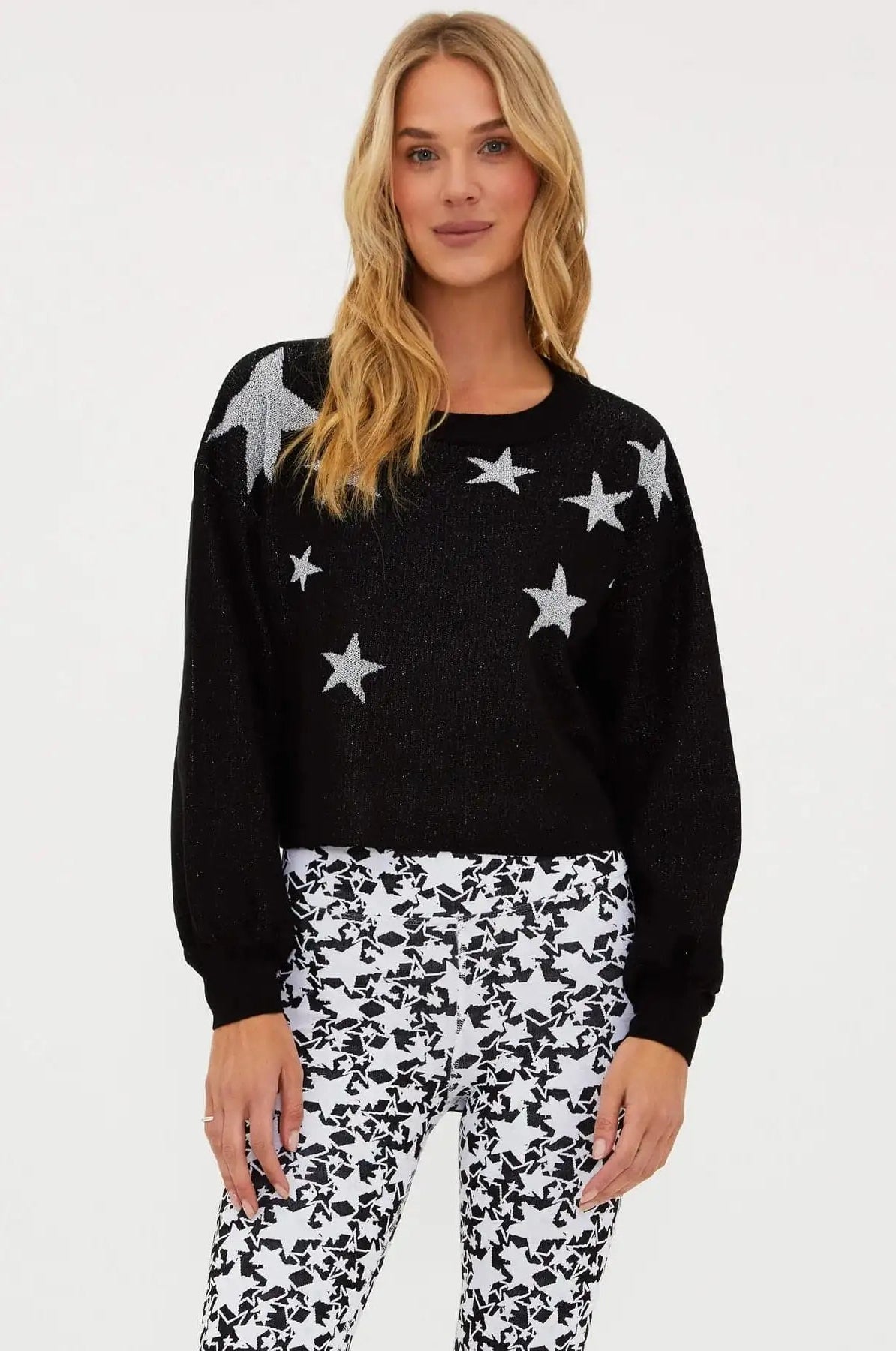 Shop Beach Riot Beach Riot Ava Silver Star Sweater as seen on Malin Andersson Sweater for women – premium loungewear and festival fashion at Spoiled Brat