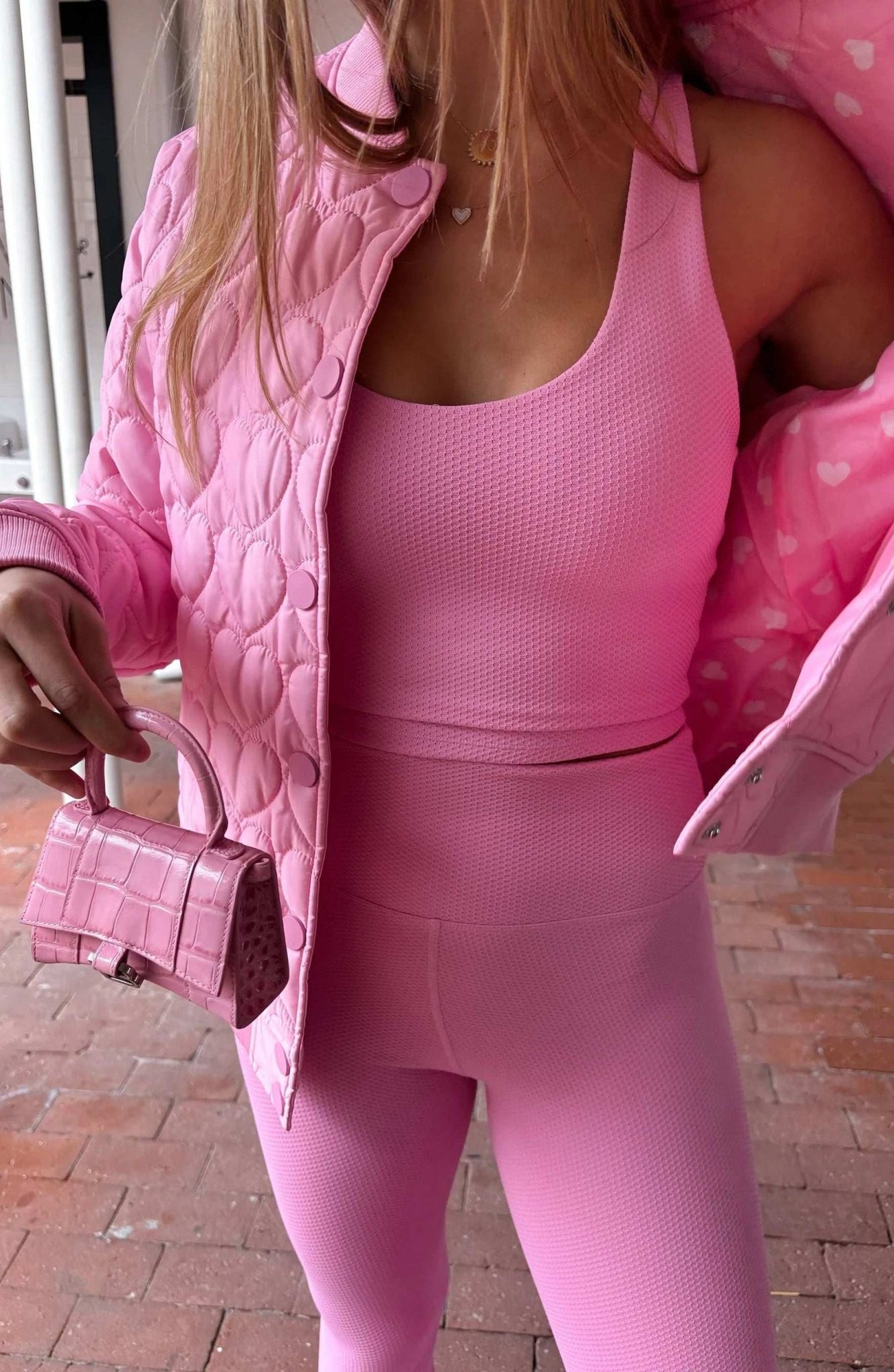 Shop Beach Riot Beach Riot Flight Jacket Prism Pink Heart Jacket for women – premium loungewear and festival fashion at Spoiled Brat