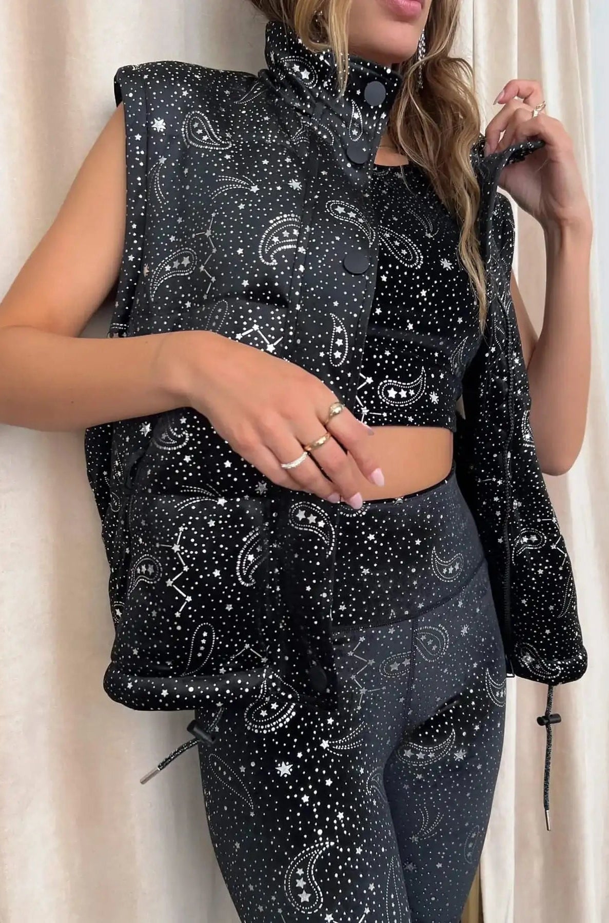 Shop Beach Riot Beach Riot Kris Convertible Shooting Stars Puffer Jacket Jacket for women – premium loungewear and festival fashion at Spoiled Brat