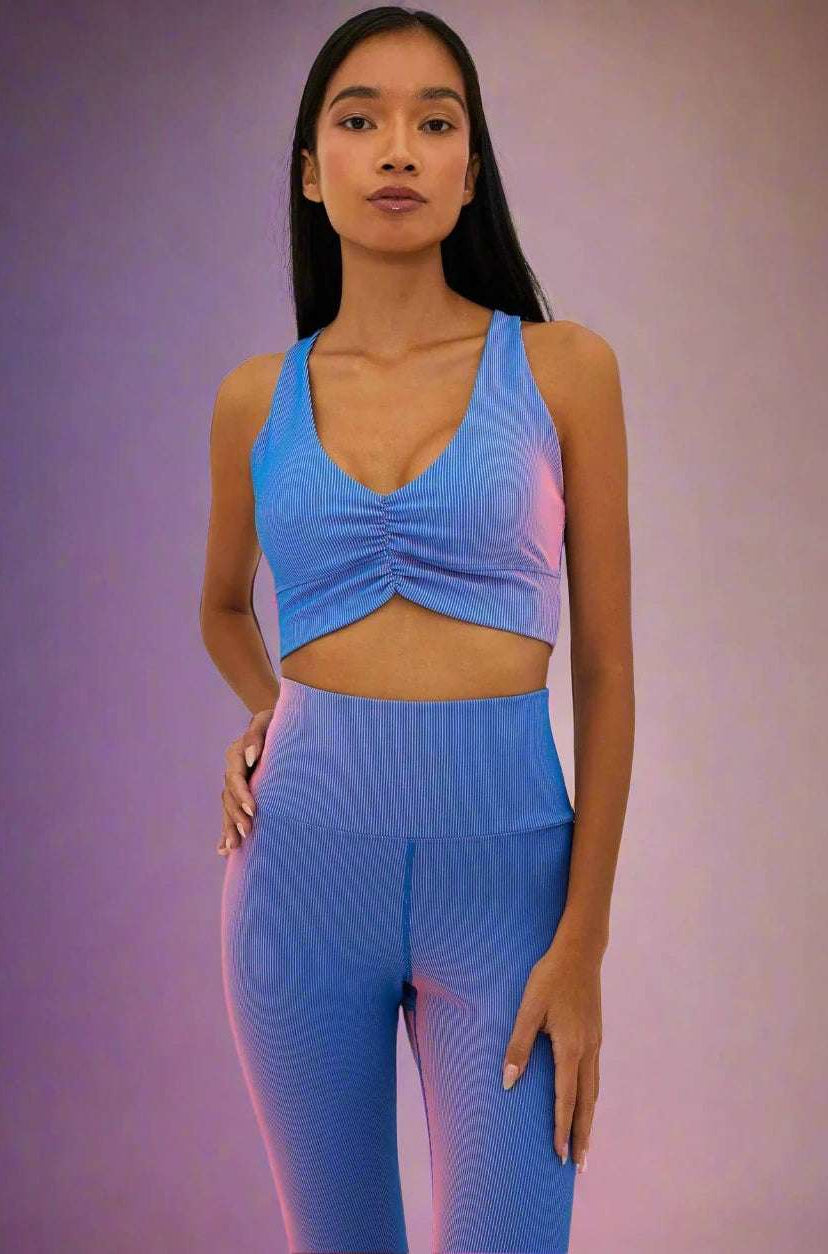 Shop Beach Riot Beach Riot Mindy Gym Top in Imperial Two Tone Rib Crop Top for women – premium loungewear and festival fashion at Spoiled Brat