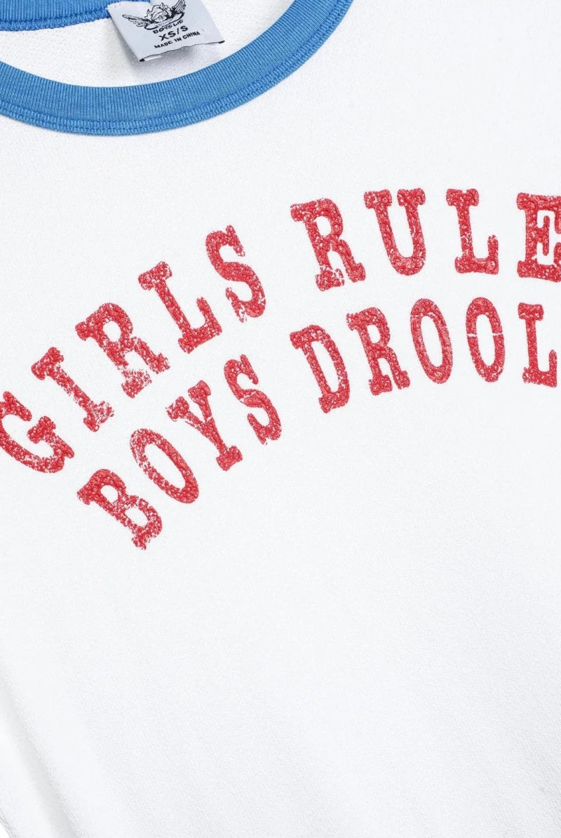 Shop Boys Lie Boys Lie Girls Rule Boys Drool Baby Tee T-Shirt for women – premium loungewear and festival fashion at Spoiled Brat