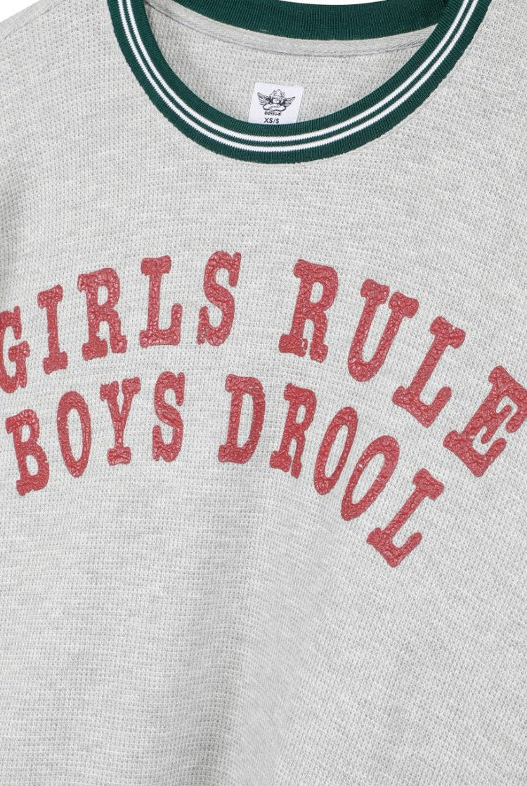 Shop Boys Lie Boys Lie Girls Rule Boys Drool Kara Crewneck Sweater Sweater for women – premium loungewear and festival fashion at Spoiled Brat