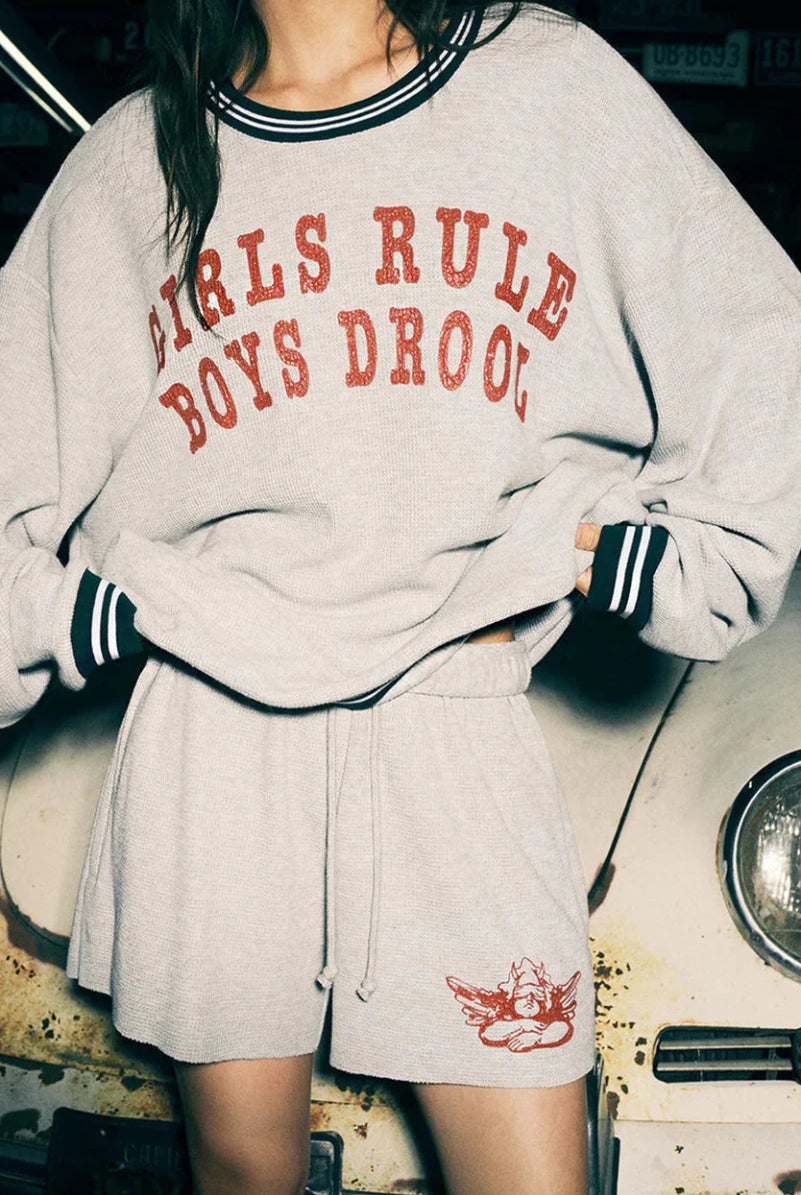 Shop Boys Lie Boys Lie Girls Rule Boys Drool Kara Crewneck Sweater Sweater for women – premium loungewear and festival fashion at Spoiled Brat