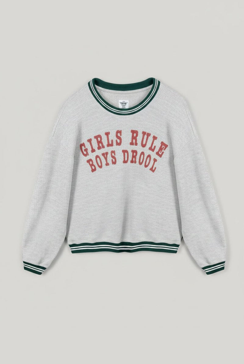 Shop Boys Lie Boys Lie Girls Rule Boys Drool Kara Crewneck Sweater Sweater for women – premium loungewear and festival fashion at Spoiled Brat