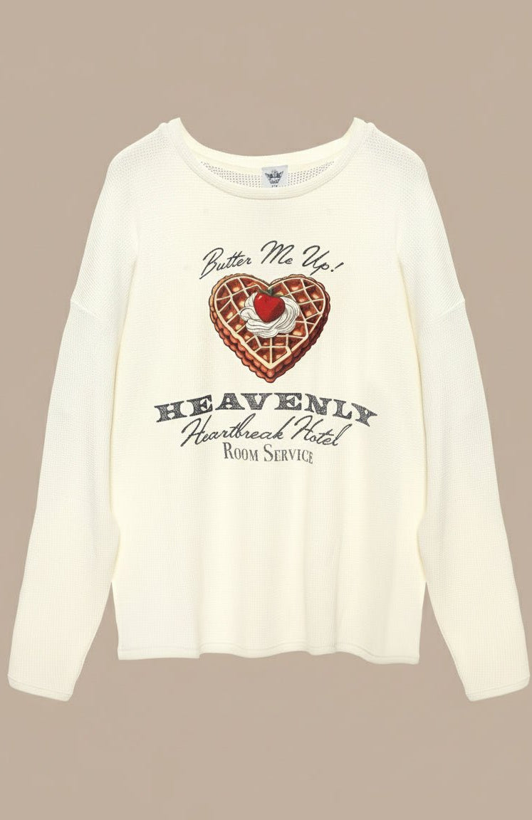 Shop Boys Lie Boys Lie Heavenly Room Service PJ BF Thermal Long Sleeve Tee as seen on Megan Fox Hooded Sweatshirt for women – premium loungewear and festival fashion at Spoiled Brat